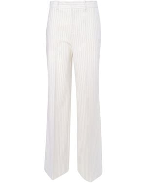 P.A.R.O.S.H. Pinstripe Wide-Leg Trousers With Tailored Elegance - White