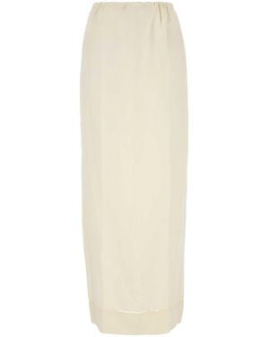 Prada Ivory Linen Skirt - White