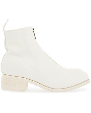 Guidi Unisex White Horse und Waden Lederstiefel mit elegantem Seite Reißverschluss - Weiß