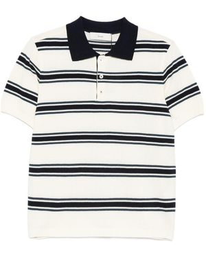DUNST Gestreept Katoenen Poloshirt - Grijs