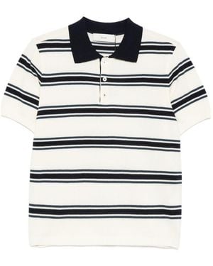 DUNST Gestreept Katoenen Poloshirt - Grijs