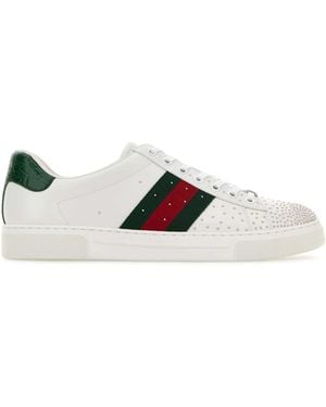 Gucci Ace Studded Trainers With Web - White