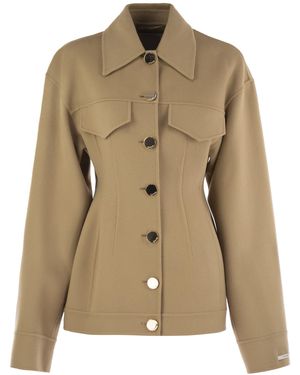 Sportmax Egeo Tight Fitting Wool Caban - Natural