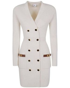 Elisabetta Franchi Mini Gebreide Jurk - Wit