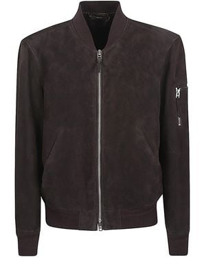 Tom Ford Suede Leather Bomber Jacket - Black