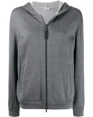 Brunello Cucinelli Cotton And Silk Blend Hoodie - Grijs