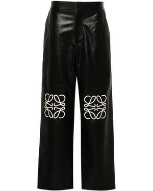 Loewe Anagram Baggy Leather Pants - Black
