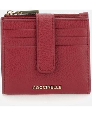 Coccinelle Portafoglio Rosso Morbide Metalliche