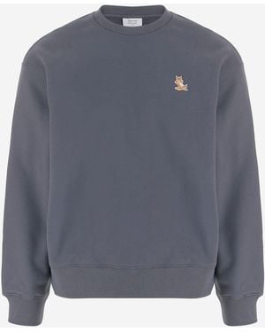 Maison Kitsuné Katoenen Sweatshirt Van Maison Kitsune Met Logodetail - Grijs