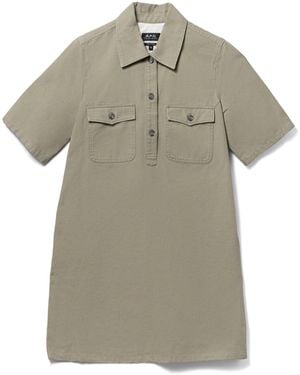A.P.C. A-Line Dress With Front Button Placket - Grey