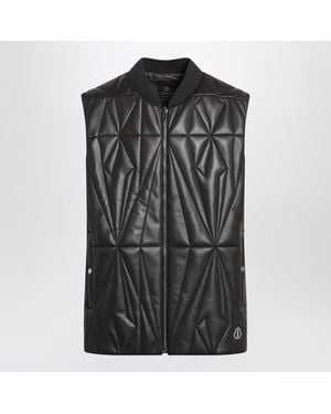 Moncler Faux Leather Zip Up Vest - Black