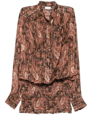 ANDAMANE De Andamane Rania Mini-jurk Met Gesmokt Overhemd - Bruin
