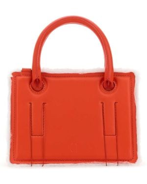 Dentro Coral Leather Mini Otto Handbag - Red