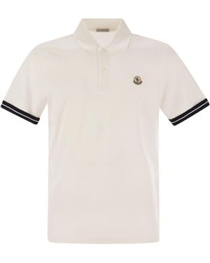 Moncler Cotton Piqué Polo Shirt With Logo - White