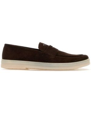 Prada Dark Suede Loafers - Multicolour