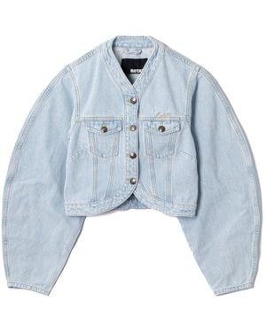 ROTATE BIRGER CHRISTENSEN Round Sleeve Denim Jacket - Blue