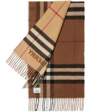 Burberry Cashmere Scarf Check Met Contrasterende Kleuren - Meerkleurig