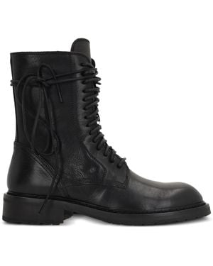 Ann Demeulemeester Lace-Up Leather Boots - Black