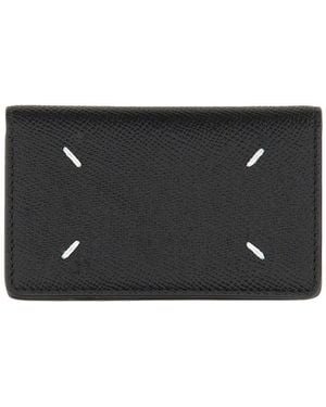Maison Margiela Leather Card Holder Wallets - Black