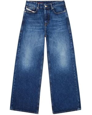 DIESEL Wide-Leg Denim Jeans With Relaxed Fit - Blue