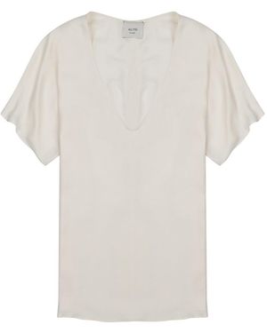 Alysi Silk Twill Blouse - White