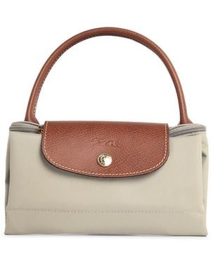 Longchamp Tasche mit 'S "Le Pliage Original"-Griff aus graugrünem, recyceltem Tela