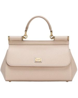 Dolce & Gabbana Sicily Lederen Handtas - Naturel