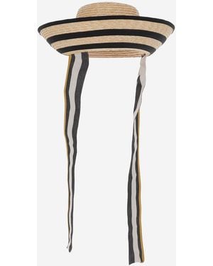 ALEXIA ALVAREZ DE TOLEDO Asymmetrical Raffia Hat - Black