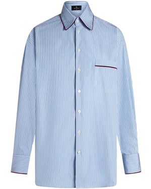 Etro Striped Poplin Shirt For - Blue