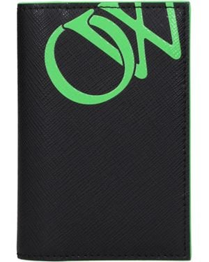 Off-White c/o Virgil Abloh Off-weiße Dokumenthalter Man Leder Black/Green Fluo - Grün