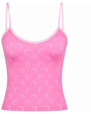 Marine Serre Moon bedrucktes Jersey-Trägeroberteil - Pink