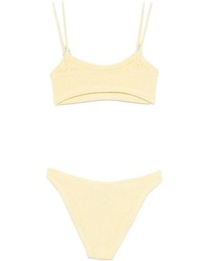 Hunza G – Cassie – Perlenbikini in Metallic-Crinkle-Optik - Weiß
