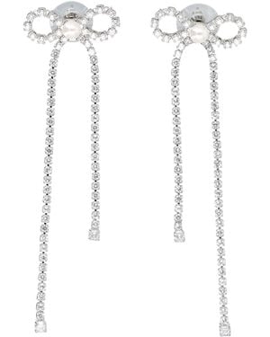 Self-Portrait Elf-Portrait Crystal Droplet Bow Earrings - White
