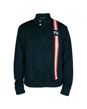 Palm Angels Striped Polyester Zip-Up Vest - Blue