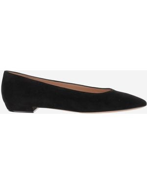 Gianvito Rossi Suede Ballerina Flats - Black