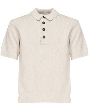 Eleventy Sandfarbenes Baumwoll-Poloshirt - Natur