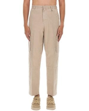 Fendi Classic Regular Fit Gabardine Trousers For - Natural