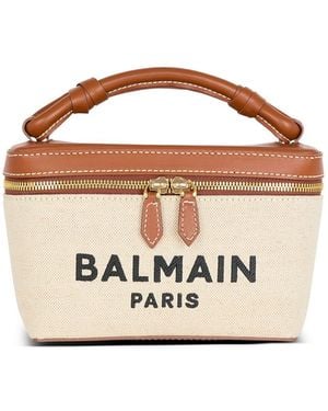 Balmain Caso de tocador de lona del ejército B - Marrón