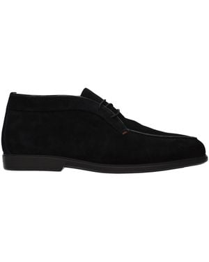Santoni Suede Ankle Boots - Black