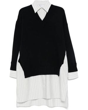 Stella McCartney Robe Midi À Col Ras Du Cou - Black