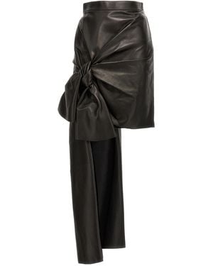 McQueen Maxi Bow Leather Skirt - Schwarz