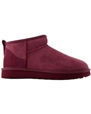UGG Klassieke Ultra Mini Enkellaarzen Leer Paars - Rood