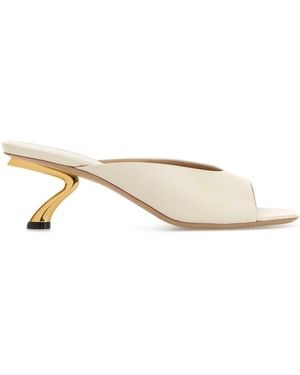 Ferragamo Ivory Leather Igea Mules - Natural