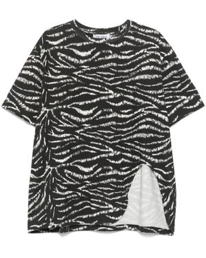 The Attico Zebra Print Cotton T Shirt - Black