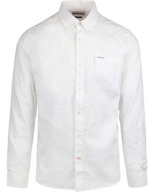 Barbour Camicia Botton Down In Misto Lino - Wit