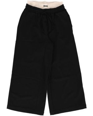 MSGM Wool Gabardine Pants Girl Nero - Black