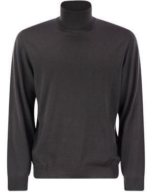 Fedeli Superfine Wool Turtleneck Derby - Gray