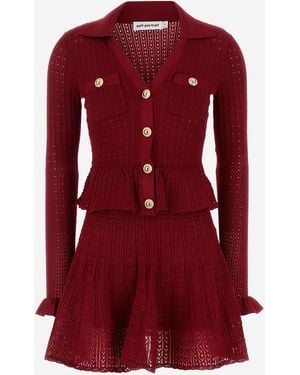 Self-Portrait Stretch Viscose Blend Mini Dress - Red