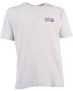 New Balance Athletics Premium Logo T Shirt Ash Heather - White