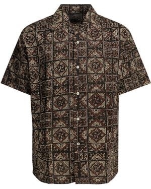 Beams Plus Casual Overhemd Met Blokprint - Zwart